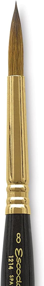 Escoda Reserva 1214 Watercolor and Acrylic KolinskyTajmyr Sable Paint Brush Travel Round Size 8