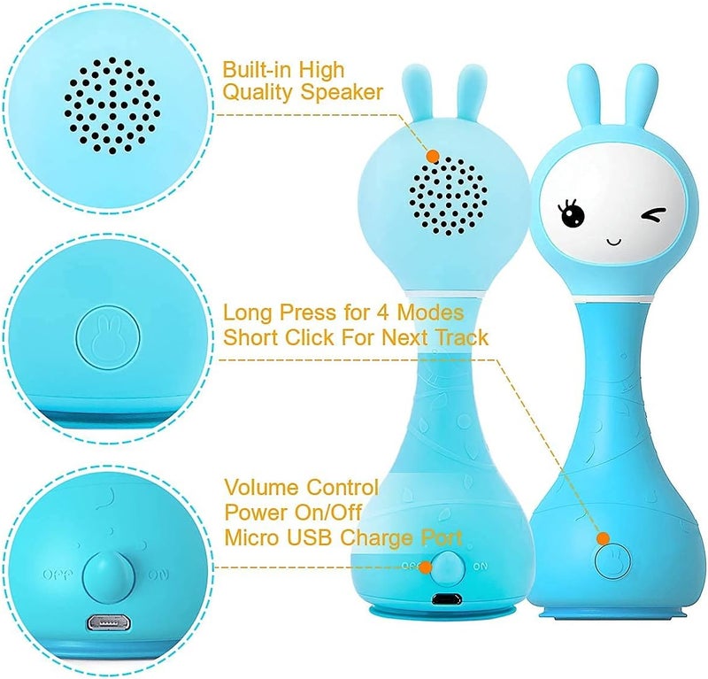 alilo Bunny Baby Rattle Shaker and Teether Toys,Electronic Rattle Infants Toy,9 Kinds of Color Learning and Educational Toys with Music & Light for 0-6-12 Months, Gift for Newborns Girls Boys Toddlers - Image 3