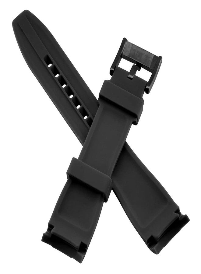 YISIWERA 22mm Curved Ends Rubber Watch Band Premium Crafter Black Silicone Watch Band Universal Watch Bands Strap Bracelet Brushed Stainless Steel Pin Black Buckle For Men Women - Image 3