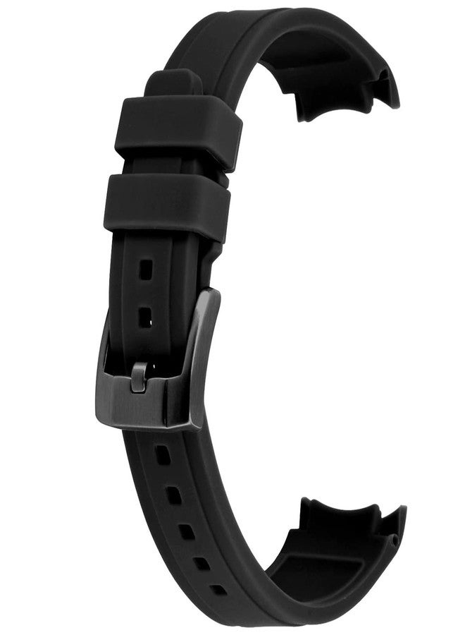 YISIWERA 22mm Curved Ends Rubber Watch Band Premium Crafter Black Silicone Watch Band Universal Watch Bands Strap Bracelet Brushed Stainless Steel Pin Black Buckle For Men Women - Image 1