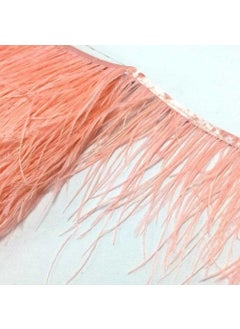 Embroidered Ostrich Feather Pink 12 cm 1 Meter