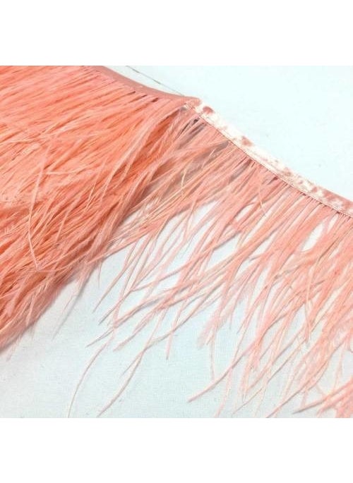 Brode - Embroidered Ostrich Feather Pink 12 cm 1 Meter - Image 1