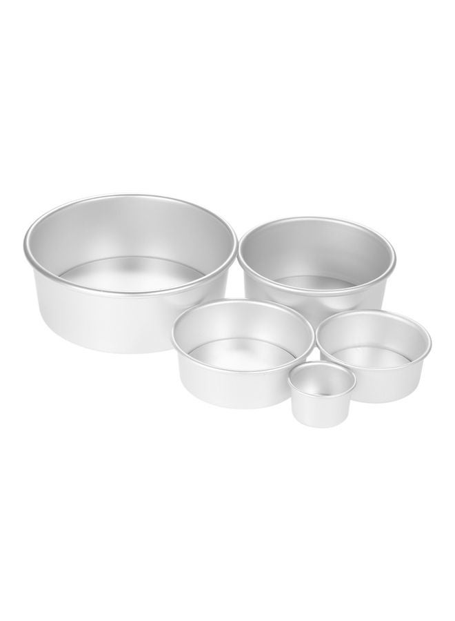 Alyashmac 5-Piece Various Shape Aluminum Alloy Round Cake Mould Silver 21.8 x 8 x 21.8cm - Image 4