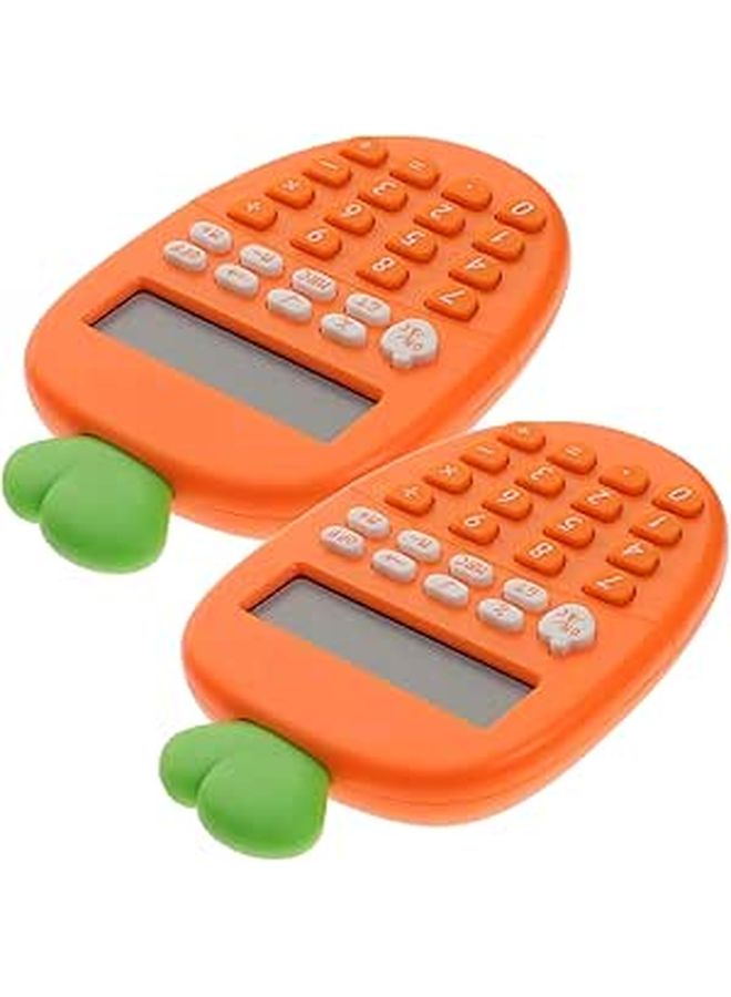 Portable Carrot Shaped Mini Calculator Set 2 Pack 12 Digit LCD Display for Students Office - Image 1