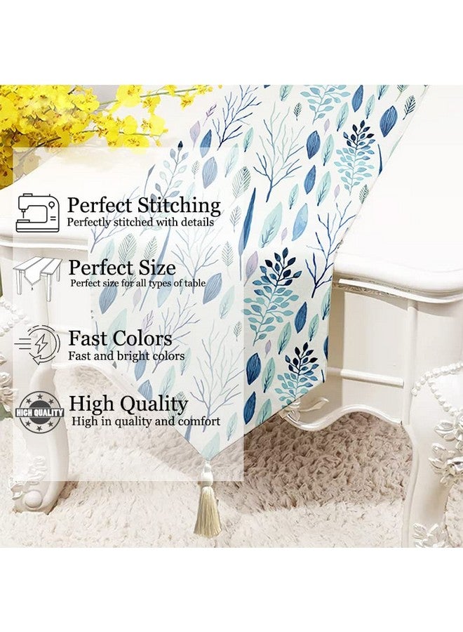 STITCHNEST Blu Spring Printed Poly Cotton Table Runner and Bed Runner (13 x 60 Inches with Tassel) - Image 2