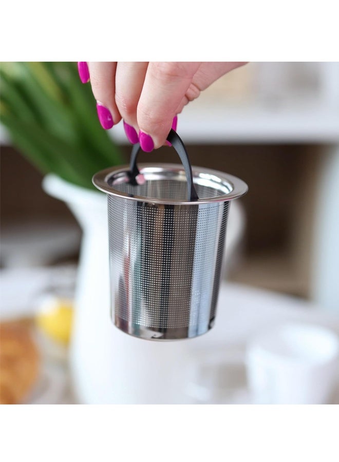 هومستر مرشح القهوة القابل لإعادة الاستخدام من الفولاذ المقاوم للصدأ مع الغطاء ، مصفاة صانعة القهوة الورقية ، سلة الشبكة للشاي الفضيح والقهوة الأرضية ، غطاء الكوستر ، مقبض طويل للكوب ، كوب وعاء الشاي - Image 4