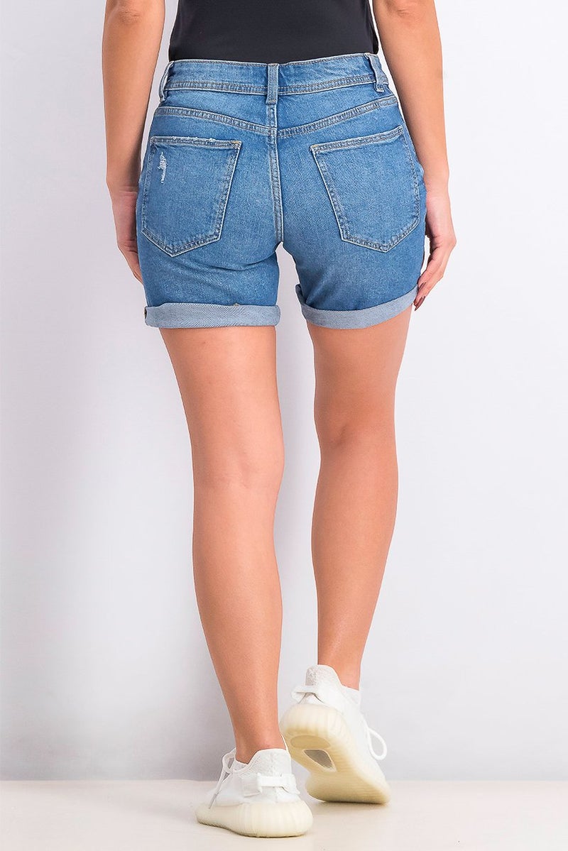 Mohito Women Cuffed Hem Shorts, Blue Wash - Image 4