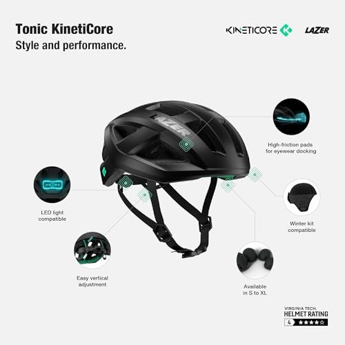 LAZER Tonic KinetiCore Bike Helmet, Lightweight Bicycling Gear for Adults, Men & Women’s Cycling Head Gear, Matte Black, X-Large - Image 3