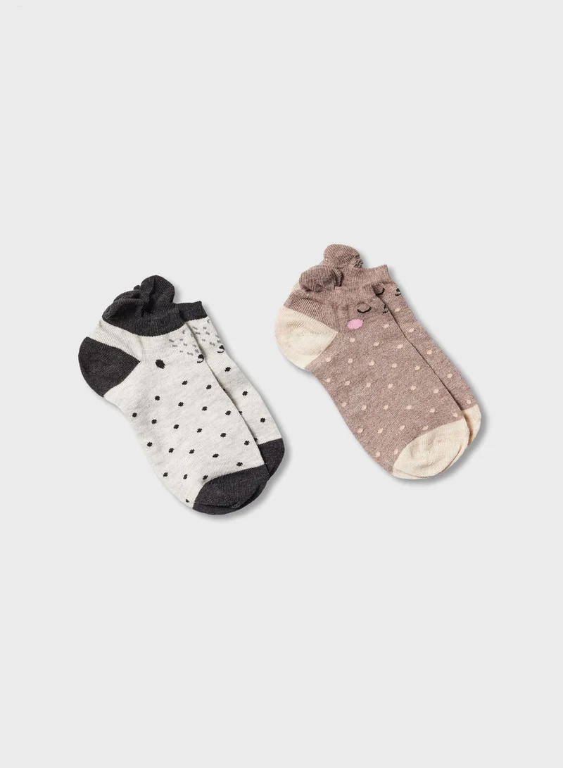 MANGO Kids 2 Pack Assorted Ankle Socks