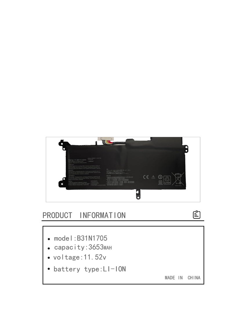 Terabyte B31N1705 3ICP5/57/80 Laptop Battery Replacement for Asus VivoBook Flip 14 TP410UA TP410UF TP410UR UX460UA Q405UA Series(11.52V 42Wh 3653mAh) - Image 2