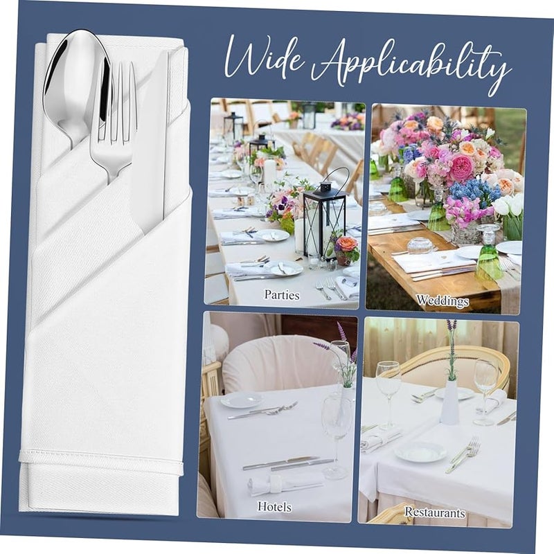 توتوريتي 5 قطع مناديل عشاء قطنية بيضاء ماصة أنيقة لحفلات الزفاف والعشاء - Image 4
