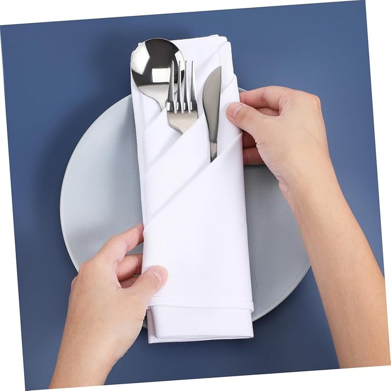 توتوريتي 5 قطع مناديل عشاء قطنية بيضاء ماصة أنيقة لحفلات الزفاف والعشاء - Image 5