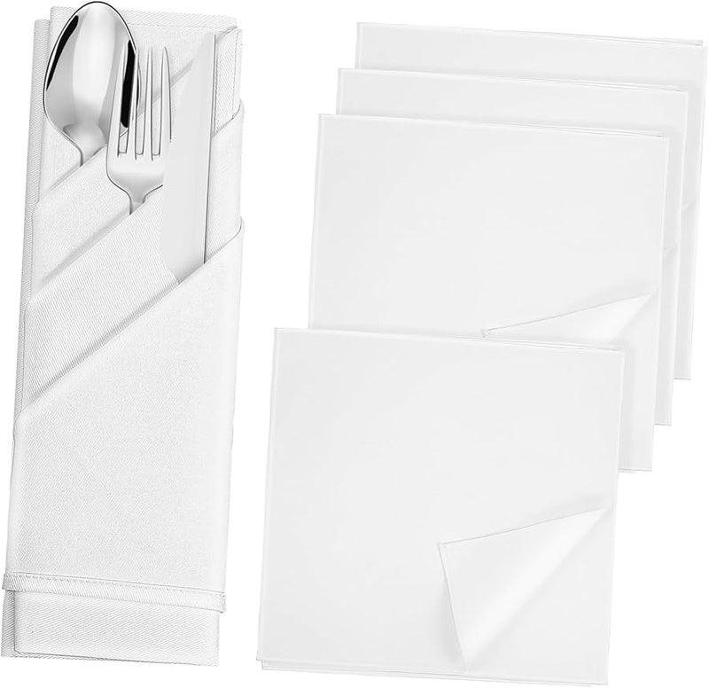 توتوريتي 5 قطع مناديل عشاء قطنية بيضاء ماصة أنيقة لحفلات الزفاف والعشاء - Image 2