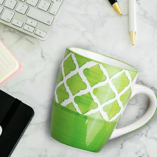 The Earth Store Green Moroccan Ceramic Coffee Mug Set of 6, 250ML Each | Ceramic Tea/Milk Mug | Dishwasher & Microwave Safe Mug for Coffee Perfect for Gifting, Daily Use - Image 3