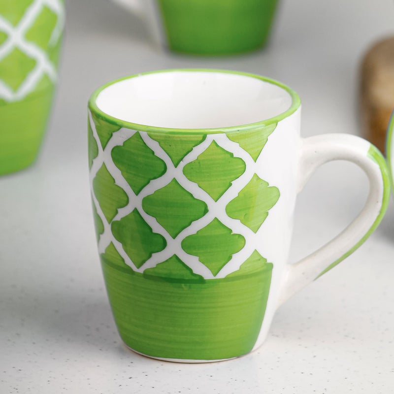 The Earth Store Green Moroccan Ceramic Coffee Mug Set of 6, 250ML Each | Ceramic Tea/Milk Mug | Dishwasher & Microwave Safe Mug for Coffee Perfect for Gifting, Daily Use - Image 5