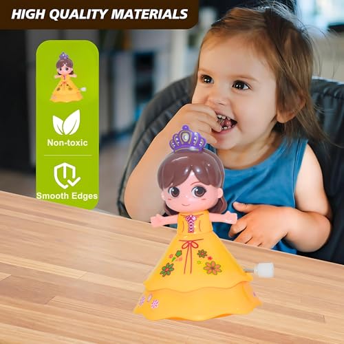 Crackles Wind Up Spin Doll – Pack of 8 Dancing Princess Toys for Girls & Boys Age 3+ | Clockwork Baby, Crawling Toy for Toddlers, Return Gift, Small Toy Set – Multicolor - Image 5