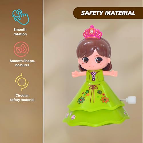 Crackles Wind Up Spin Doll – Pack of 8 Dancing Princess Toys for Girls & Boys Age 3+ | Clockwork Baby, Crawling Toy for Toddlers, Return Gift, Small Toy Set – Multicolor - Image 2