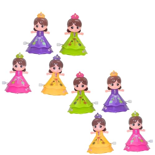 Crackles Wind Up Spin Doll – Pack of 8 Dancing Princess Toys for Girls & Boys Age 3+ | Clockwork Baby, Crawling Toy for Toddlers, Return Gift, Small Toy Set – Multicolor - Image 1