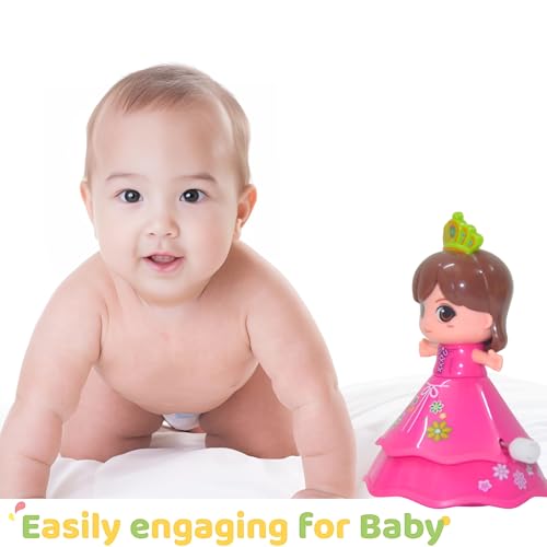 Crackles Wind Up Spin Doll – Pack of 8 Dancing Princess Toys for Girls & Boys Age 3+ | Clockwork Baby, Crawling Toy for Toddlers, Return Gift, Small Toy Set – Multicolor - Image 4