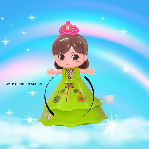 Crackles Wind Up Spin Doll – Pack of 8 Dancing Princess Toys for Girls & Boys Age 3+ | Clockwork Baby, Crawling Toy for Toddlers, Return Gift, Small Toy Set – Multicolor - Image 3