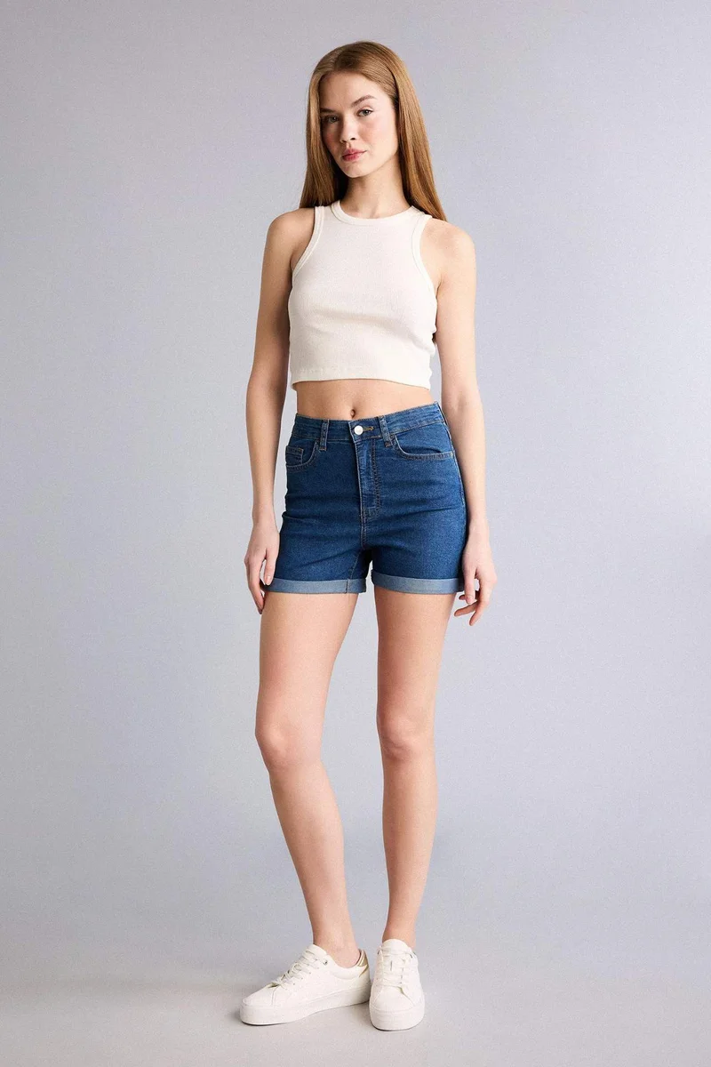 DeFacto Denim Normal Waist Folded Leg Shorts