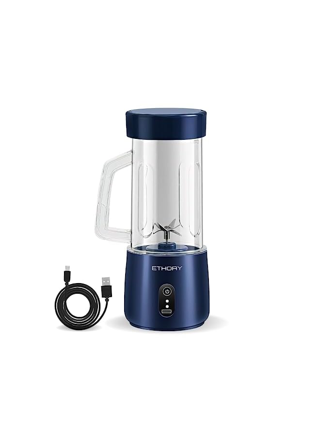 IAF Portable Mini Blender, Wireless Juicer Cup Smoothie Maker with 6 Blades, USB Rechargeable Fruit Juice Mixer 90W 380ML, with 1500mAh Rechargeable Battery (Blue) - Image 1