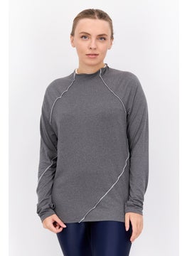 Women Sportswear Fit Long Sleeves Training Top, Grey