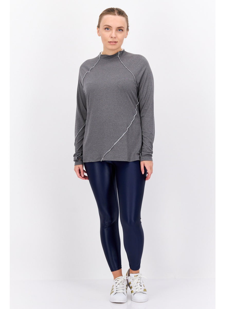 Tahari Sports - Women Sportswear Fit Long Sleeves Training Top, Grey - Image 1