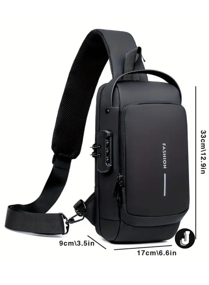 JAJEEK "Waterproof Oxford Fabric Crossbody Bag with Password Lock – Anti-Theft Motorcycle Chest Pack for Men & Women – Ideal Gift for Valentine's Day, Father's Day, and Birthdays" - Image 4