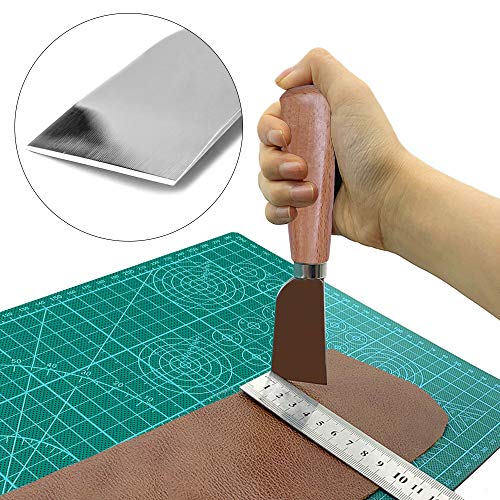 QMNNMA Leathercraft Knife - Leather Skiving Knife, Leather Working Tools with Wooden Handle Easy Trimming & Edge Skiving Leathercraft Craft Tool for DIY(Natural Color) - Image 3