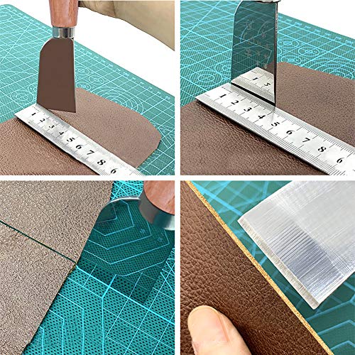 QMNNMA Leathercraft Knife - Leather Skiving Knife, Leather Working Tools with Wooden Handle Easy Trimming & Edge Skiving Leathercraft Craft Tool for DIY(Natural Color) - Image 2