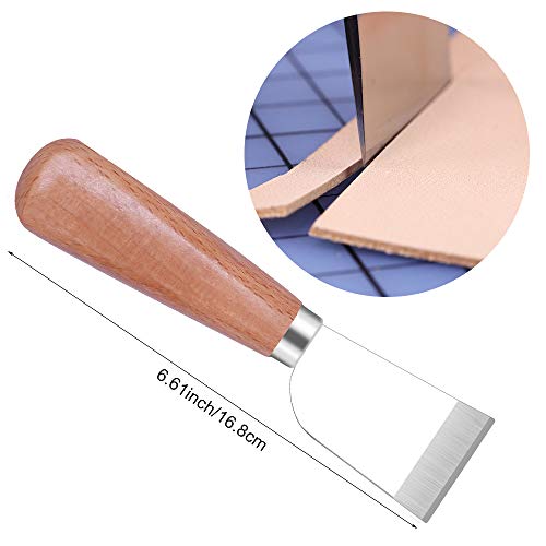 QMNNMA Leathercraft Knife - Leather Skiving Knife, Leather Working Tools with Wooden Handle Easy Trimming & Edge Skiving Leathercraft Craft Tool for DIY(Natural Color) - Image 5