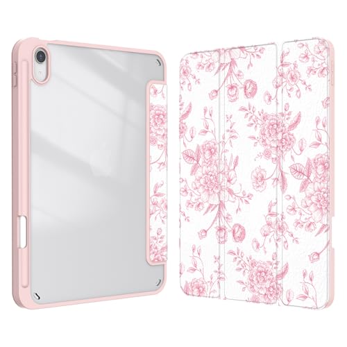 Xkladz Case for iPad 9th / 8th / 7th Generation (2021/2020/2019) 10.2 inch, Case with Pencil Holder, Stand Clear Back Cover Cute Cool Design for Women Girls, Auto Sleep/Wake, Artistic Flower - Image 1