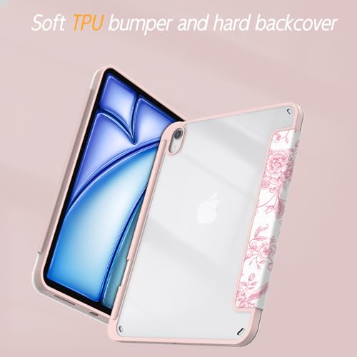 Xkladz Case for iPad 9th / 8th / 7th Generation (2021/2020/2019) 10.2 inch, Case with Pencil Holder, Stand Clear Back Cover Cute Cool Design for Women Girls, Auto Sleep/Wake, Artistic Flower - Image 5