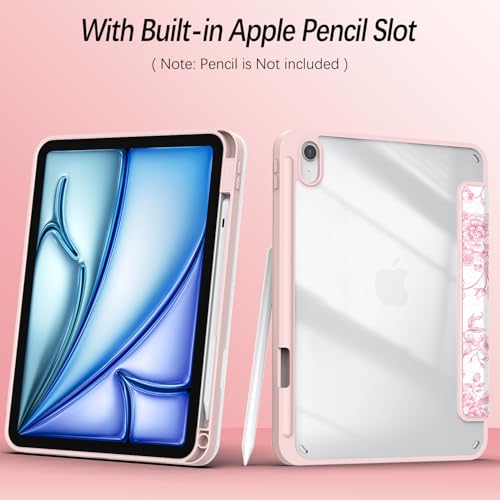 Xkladz Case for iPad 9th / 8th / 7th Generation (2021/2020/2019) 10.2 inch, Case with Pencil Holder, Stand Clear Back Cover Cute Cool Design for Women Girls, Auto Sleep/Wake, Artistic Flower - Image 2