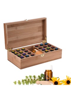 PhantomSky 25 Slots Wooden Aromatherapy Essential Oil Carrying Case, Natural Bamboo Essential Oil Organizer Storage Box Case Roller Bottlers Holder Collection for Travel and Presentations Gift Box 