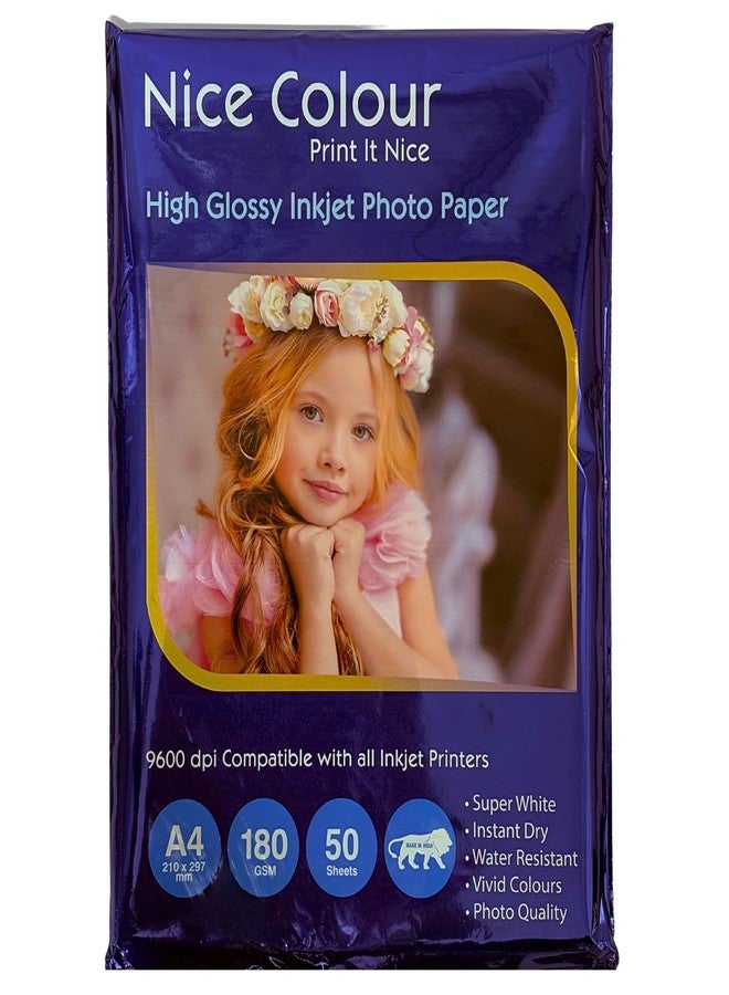 LC Glossy Photo Paper 180 GSM A4 Size | Compatible with Inkjet Printers | Pack of 1 (50 sheets) - Image 1