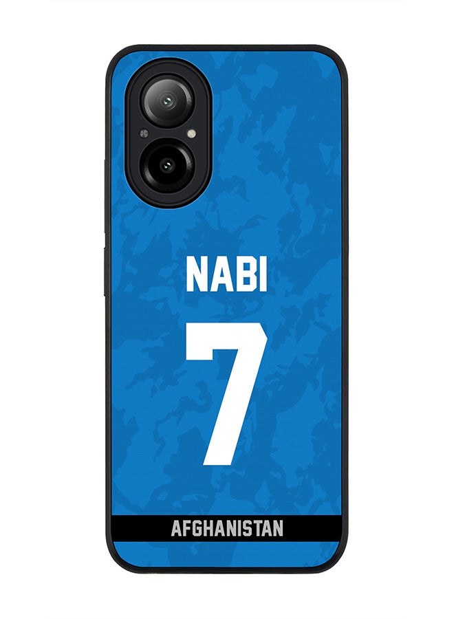 Stylizedd Rugged Black Edge Case for Realme C67 4G, Slim fit Case Flexible Anti Drop TPU Gel Thin Cover -  Team Afghanistan Mohammad Nabi, Jersey No 7 - Image 1