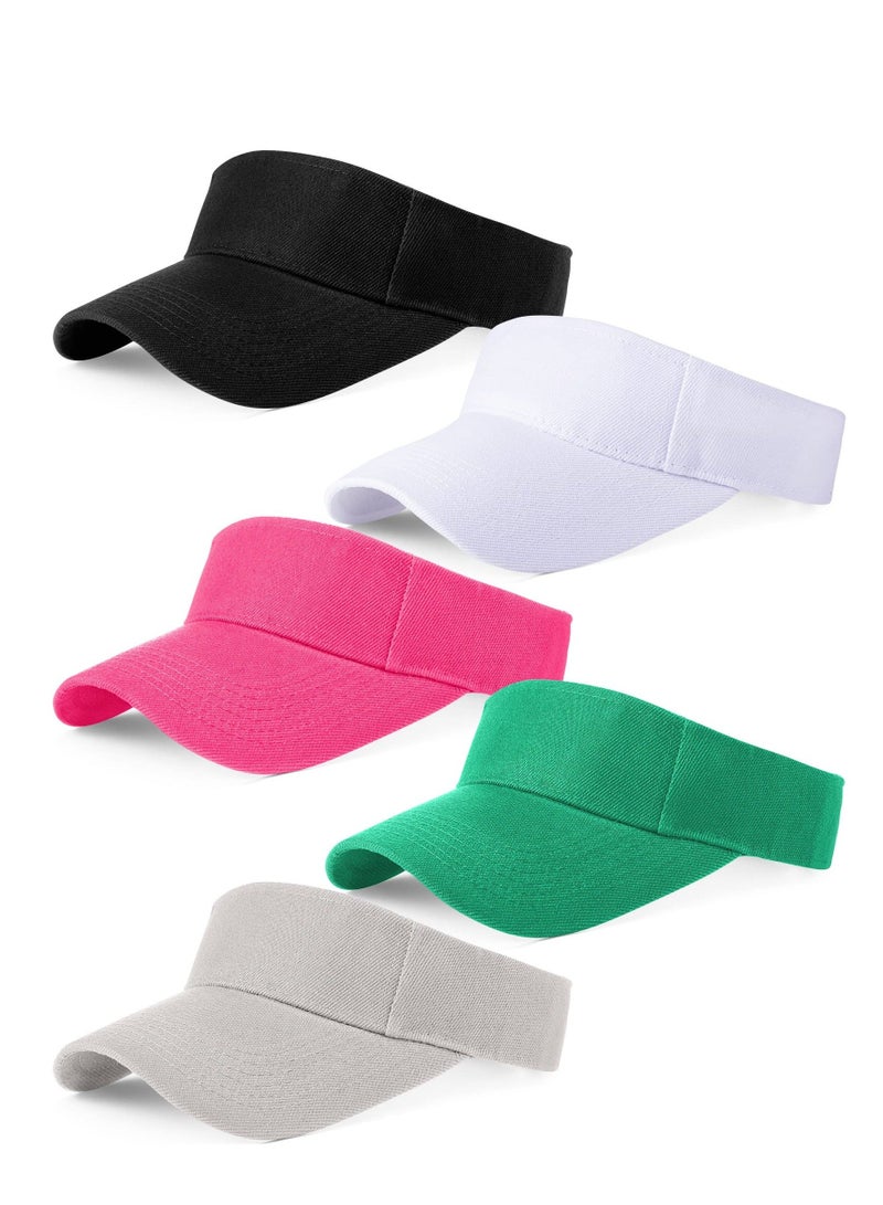 Generic 5 Pcs Sports Sun Visor Hats Visor Women Men Golf Visors Hat for Men Adjustable Visor Cap Athletic Visor Hat for Men Women - Image 1