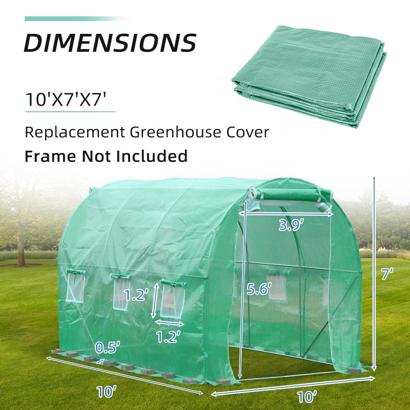 BPS Greenhouse Replacement Cover 10' x 7' x 7' Large Walk in Tunnel Outdoor Plant Gardening Greenhouse Spare Parts Cover (Only Cover) - Image 4