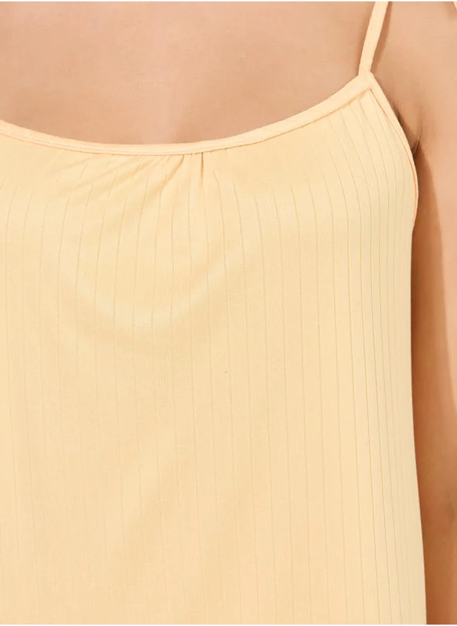 Styli Strappy Ruffle Hem Slip Dress
