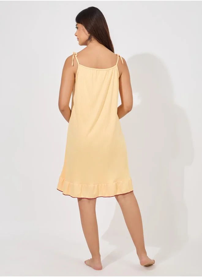 Styli Strappy Ruffle Hem Slip Dress