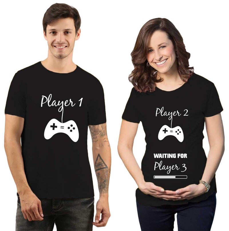 iberry's iberys Cotton Couple Tshirt Matching Maternity Tshirt for Women and Men| Maternity Couple Tshirt for Photoshoot- 02 - Image 1