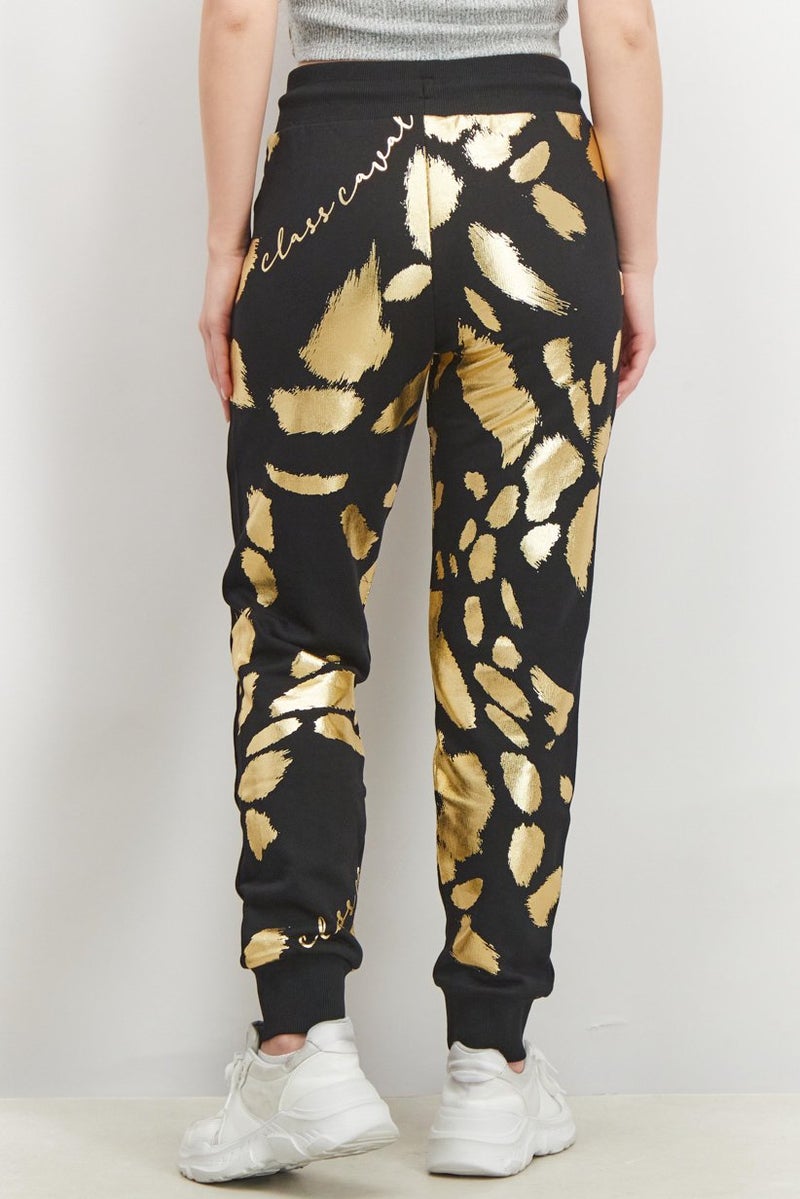 Cavalli Class Women Drawstring Printed Cuffed Pants, Multicolor - Image 4