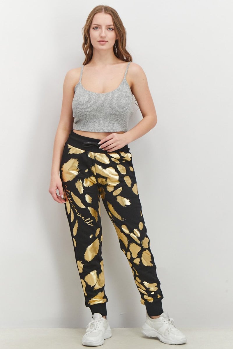Cavalli Class Women Drawstring Printed Cuffed Pants, Multicolor - Image 4