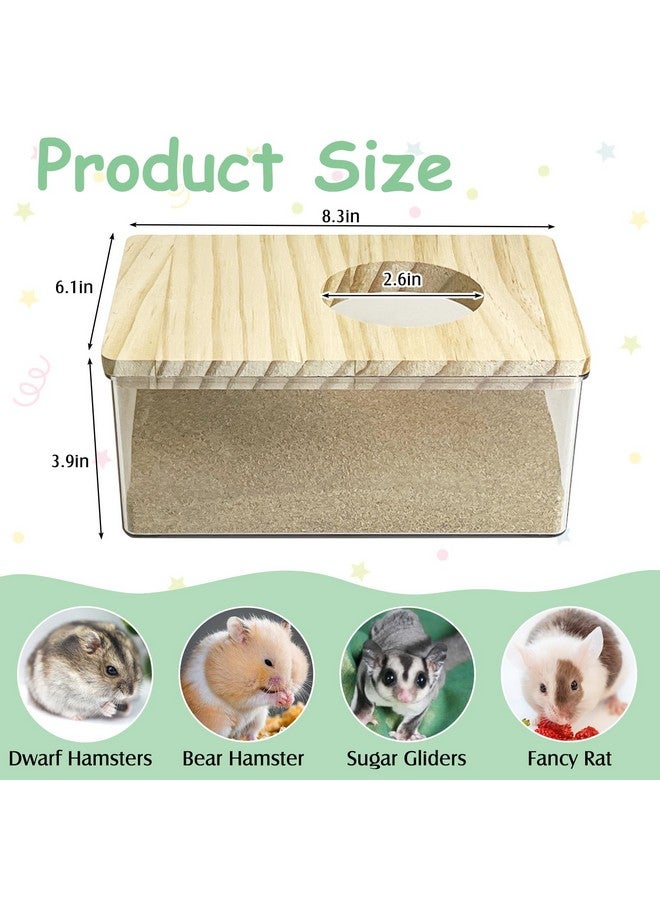 kathson Hamster Sand Bath Box Transparent Acrylic Small Animals Shower Bathtub Guinea Pigs Digging Sand Container Cage Accessories for Lemmings Gerbil Mice Hedgehog Chinchilla (Rectangle) - Image 2