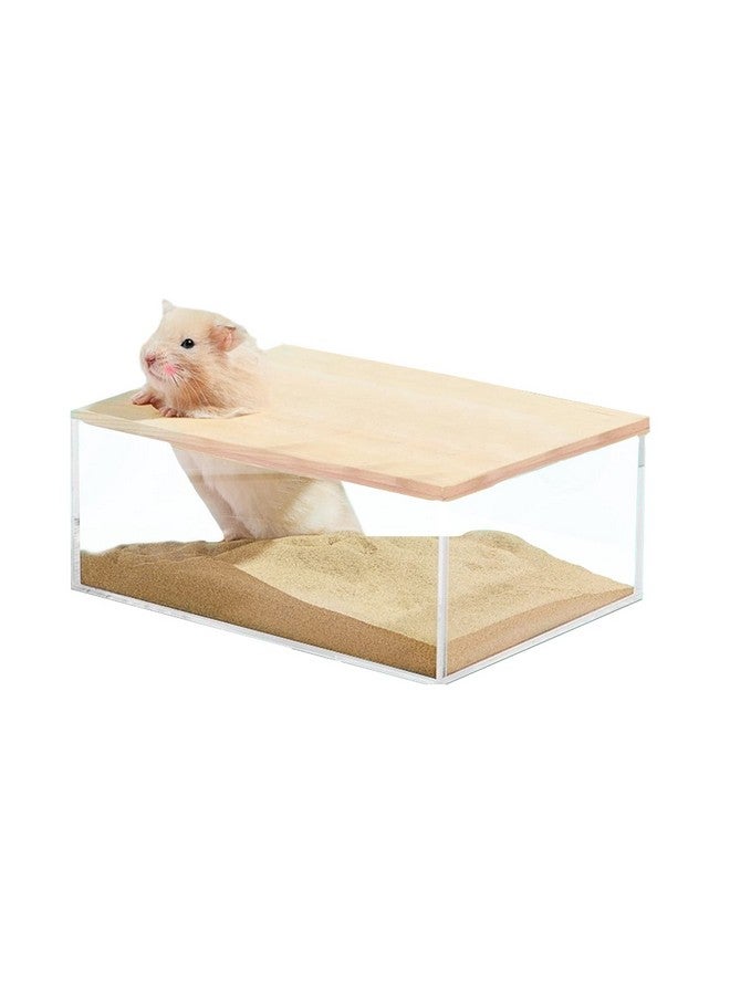 kathson Hamster Sand Bath Box Transparent Acrylic Small Animals Shower Bathtub Guinea Pigs Digging Sand Container Cage Accessories for Lemmings Gerbil Mice Hedgehog Chinchilla (Rectangle) - Image 1