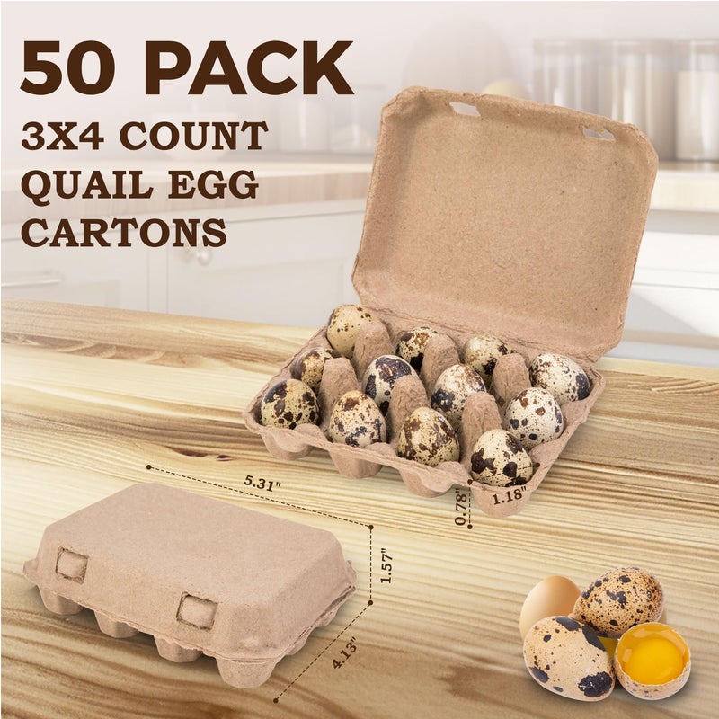CINPIUK 50 Pack Egg Cartons, 3x4 Style Paper Pulp Egg Trays, Sturdy & Reusable Egg Holder 12 Count Dozen Chicken Egg Storage Tray for Farmers, Home Use & Transport - Image 3
