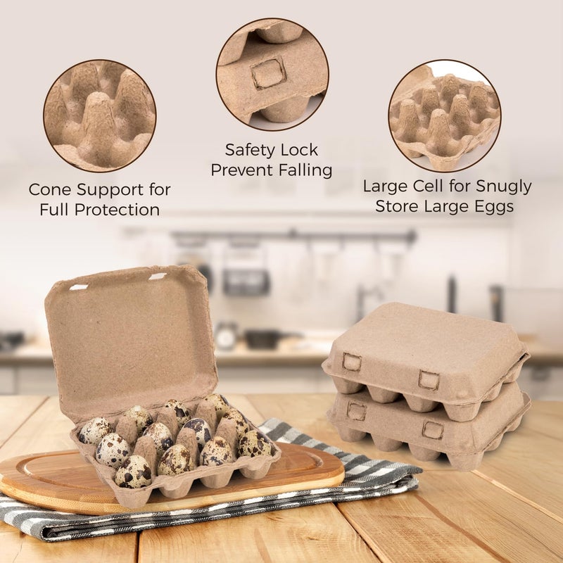 CINPIUK 50 Pack Egg Cartons, 3x4 Style Paper Pulp Egg Trays, Sturdy & Reusable Egg Holder 12 Count Dozen Chicken Egg Storage Tray for Farmers, Home Use & Transport - Image 5