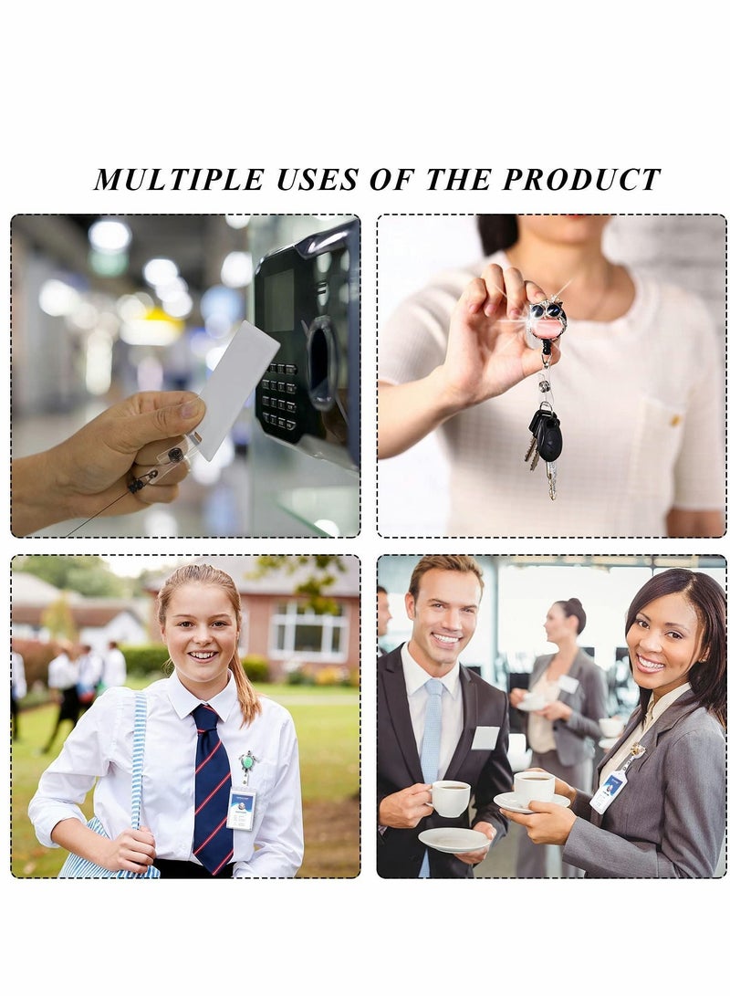 Y&D Crystal Badge Reels 5Pcs Retractable Rhinestone Holder ID Name with Alligator Swivel Clip for Teacher Worker Nurse Gift (Turtle, Bee, Owl, Flower) - Image 4